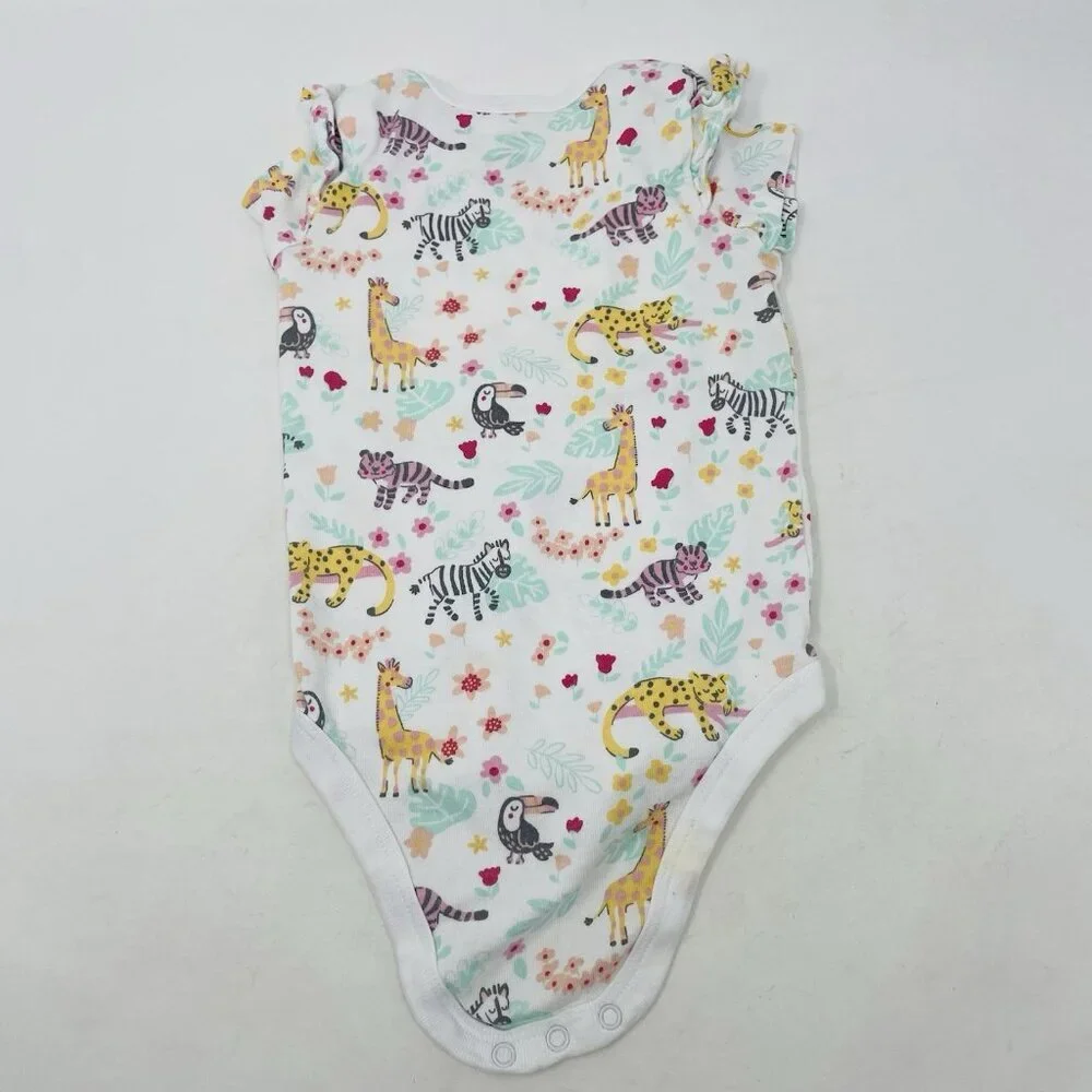 Members Mark Baby Girls 12 Months 5 Pack Animal Print/Floral Bodysuits Pink 2275